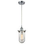 Innovations Lighting - 1-Light Dimmable LED Kingsbury 6" Pendant, Polished Chrome, Glass: Clear - The Austere makes quite an impact. Its industrial vintage look transports you back in time while still offering a crisp contemporary feel. This sultry collection has a 180 degree adjustable swivel that allows for more depth of lighting when needed.