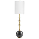 Cyan Design - Cyan Design 10959 Sheridan Table Lamp Designed for Cyan Design by J. Kent Martin - Cyan Design 10959 Sheridan Table Lamp Designed for Cyan Design by J. Kent Martin. Finish: Gold and Black. Material: Iron/Marble with White Linen Shade and White Liner. Dimension(in): 6.5(L) x 6.5(W) x 28.25(H) x 6.5(Dia). Bulb: (1)75W Medium base(Not Included). Diffuser Material: Paper. Shade Color: Cream linen.