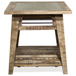Riverside Furniture - Riverside Furniture Rowan Side Table - The Rough-hewn Gray finish of the Rowan collection adds so much visual interest to this group. With a nod to an industrial feel, this group also has metal inserts with nailhead trim.