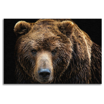 Brown Bear Face Close-up Animal Wildlife Photograph Canvas Wall Art Print, 16" X 20"