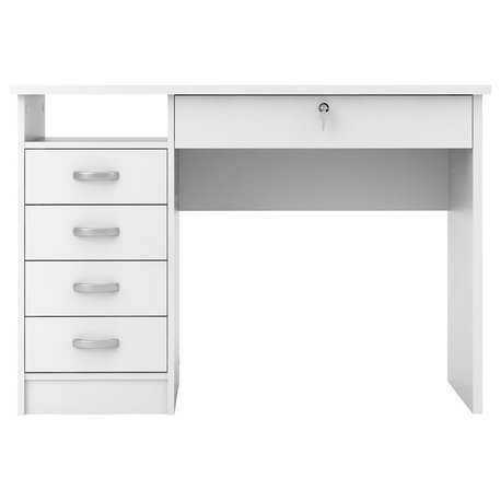 5 Drawer Office Desk With 1 Locking Drawer, White