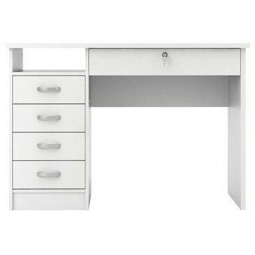 Desk With 5 Drawers, White