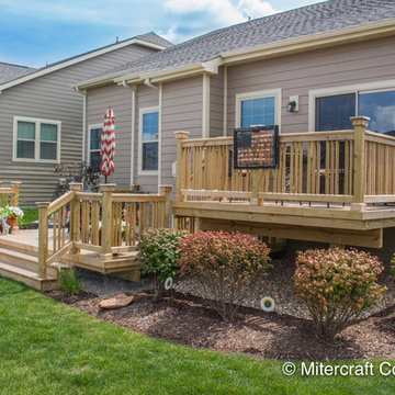 Pressure Treated Bi-Level Deck with Custom Rail