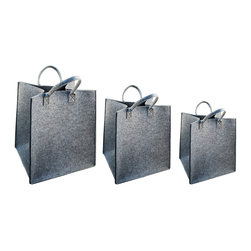 Felted Storage Tote Baskets, Set of 3, 15 x 13.75 x 18 Inches, Dark Grey - Products