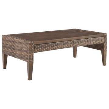 Crosley Furniture Capella PE Wicker / Rattan Outdoor Coffee Table in Brown