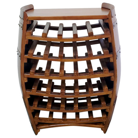 Whole Barrel Wine Rack with Counter Top, Holds up to 36 Bottles