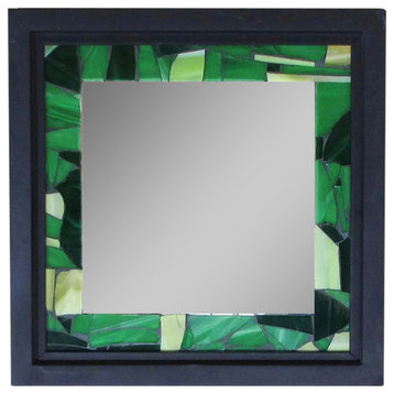 Square Mosaic Mirror, Green
