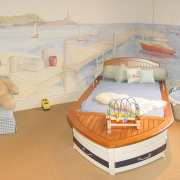 New England fishing village mural