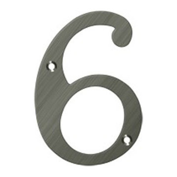 RN4-6U15A 4" Numbers, Solid Brass, Antique Nickel