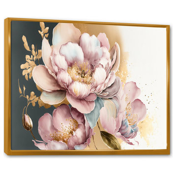 Pink And Gold Orchid Flower II Framed Canvas, 44x34, Gold