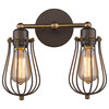 Ironclad  2-Light Rubbed Bronze Wall Sconce 12" Wide