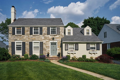 Design ideas for a large traditional full sun front yard stone landscaping in New York.