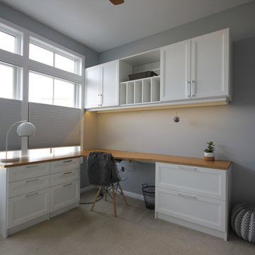 Multifuction guest bedroom with custom murphy bed & home office