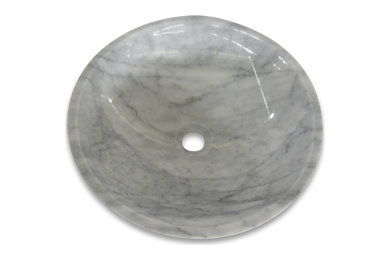 Carrara White Marble 17" Circular Vessel Basin Sink Polished