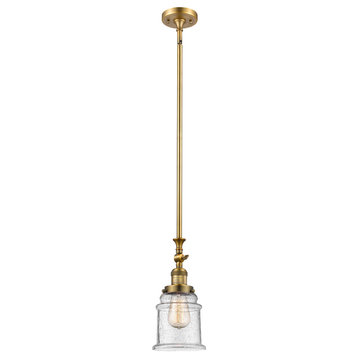 Canton 1-Light LED Mini Pendant, Brushed Brass, Glass: Seedy