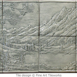 Fine Art Tileworks - Mountain Mural, 12x24 overall, Fine Art Tileworks - Tile