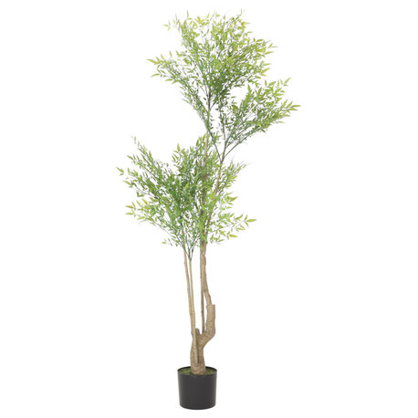 Hartshorn Artificial Heavenly Bamboo Nandina Tree, Green, 43.3wx31.5dx70.9h