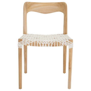 Safavieh Sezja Leather Dining Chair, Off White/Natural