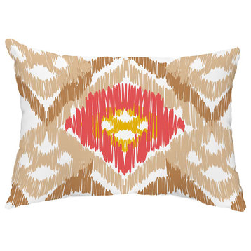 Original 14"x20" Decorative Abstract Outdoor Throw Pillow, Taupe or Beige