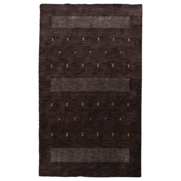 Hand Knotted Loom Wool Area Rug Contemporary Brown White