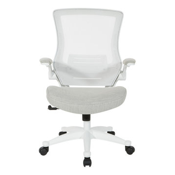 White Screen Back Manager's Chair, Linen Stone Fabric, Linen Stone