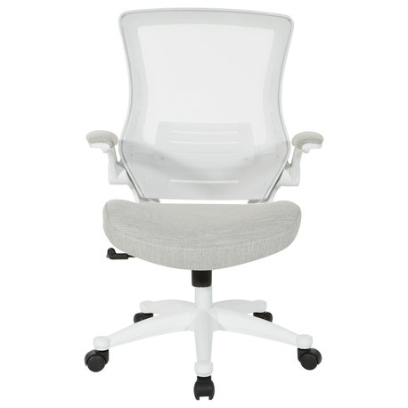 White Screen Back Manager's Chair, Linen Stone Fabric, Linen Stone