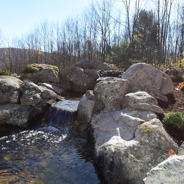 New natural stone patio and water feature in New Lebanon, NY