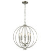 Williamsport 5-Light Chandelier, Brushed Nickel With Clear Glass Ball