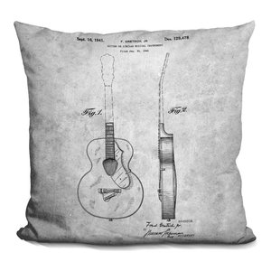 LiLiPi Instrument Blueprint Decorative Accent Throw Pillow