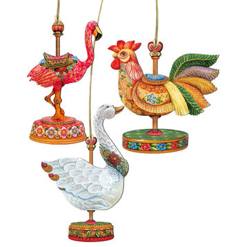 Carousel wooden Ornaments Set of 3