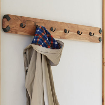Ryegate Solid Wood, Metal Wall Coat Hook, Natural