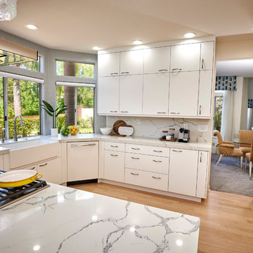 Modern White & Wood Kitchen | Bar in Carmel Valley