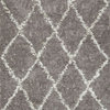 Hand Knotted Geometric Diamond Wool Shag Rug, Gray, 9'x12'