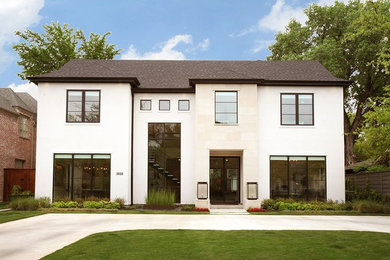 Inspiration for a transitional exterior home remodel in Dallas
