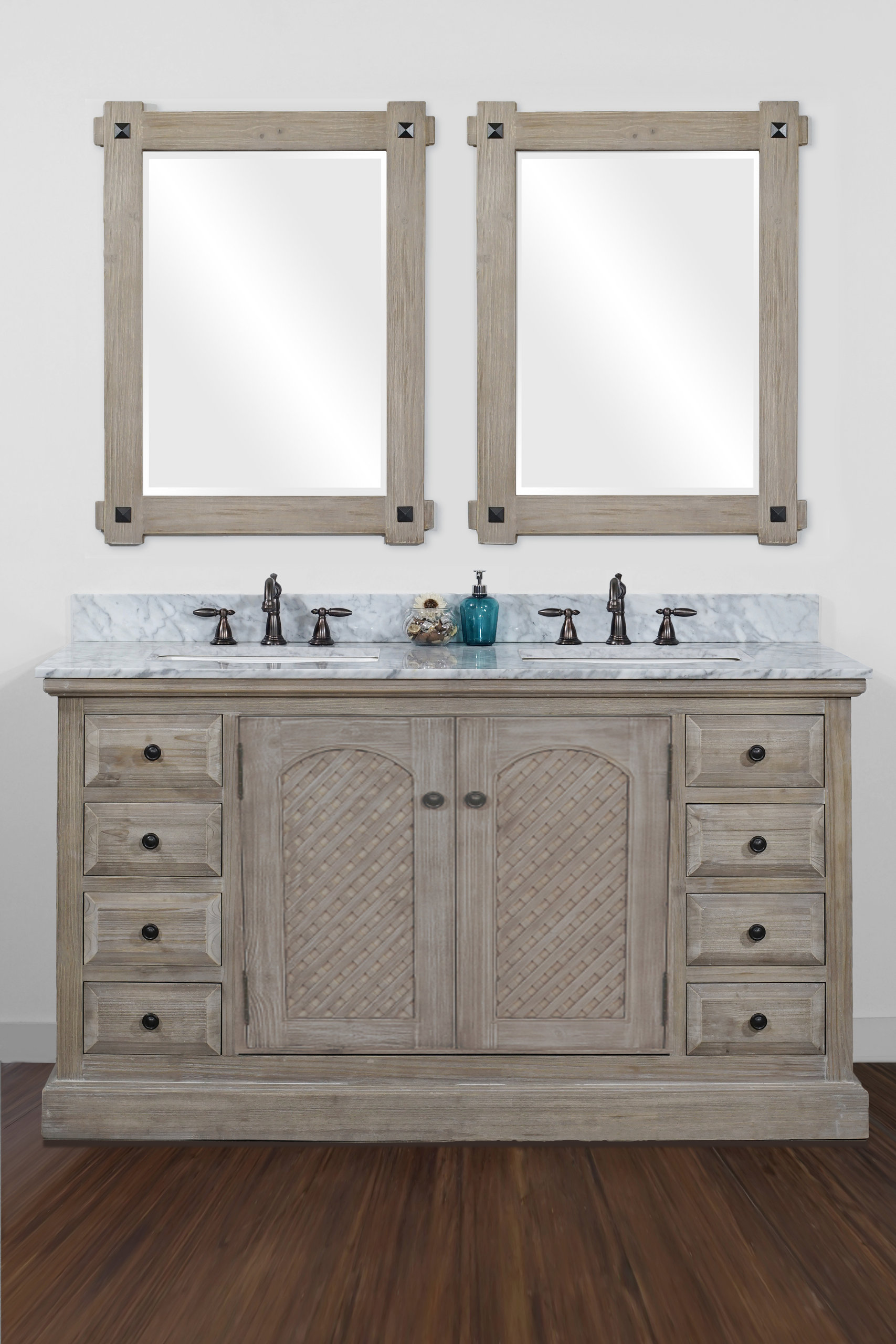 Jasper Double-Sink Bathroom Vanity With Carrara White Marble Top, 60" - Farmhouse - Bathroom ...