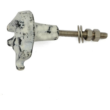 Set of Four Baby Elephant Cabinet Knobs in Distressed White Finish