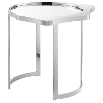 Inspired Home Xayden End Table, Mirrored Top, Chrome