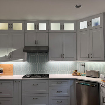 Transitional Serenity: White & Teal Kitchen Transformation