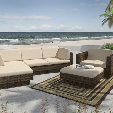 Sonax Park Terrace Saddle Strap 6-Piece Double Armrest Sectional Patio Set