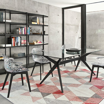 Kent Table Glass Top - Matt Black Lacquer Ash Wood Finish Frame and Legs