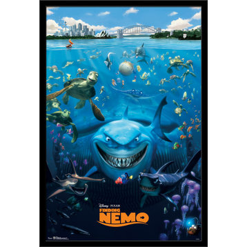 Finding Nemo Cast Poster, Black Framed Version
