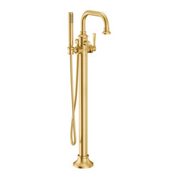 Colinet Brushed Gold One-Handle Tub Filler Includes Hand Shower - Bathtub Faucets