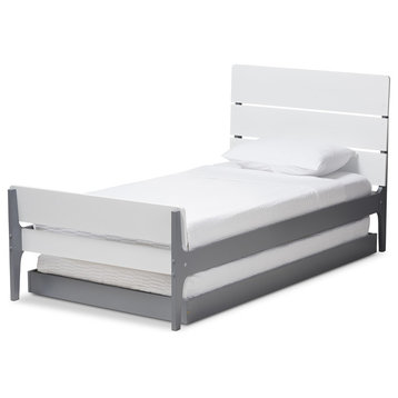 Nereida Mission Style White and Gray-Finished Wood Twin Platform Bed