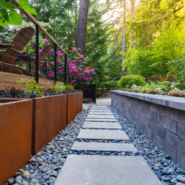 Modern Paver Path and Steel Planters