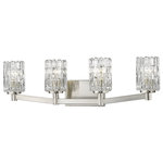 Z-Lite - Z-Lite 1931-4V-BN Aubrey 4 Light Vanity in Brushed Nickel - A contemporary haven is bejeweled with glam as this exquisite four-light vanity light becomes a focal point in a custom bath space. Crystal-like glass shades add an air of exclusivity to a fixture with a beautiful Brushed Nickel finish metal mount and arms, and an air of high-class, upscale elegance to frame a master or guest vanity.