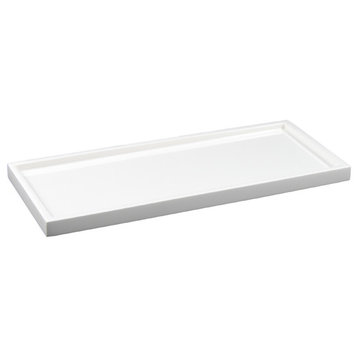 White Lacquer Bathroom Accessories, Long Vanity Tray