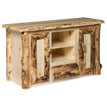 Rustic Aspen TV Stand With Cabinet and Shelves