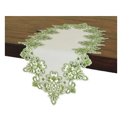 Xia Home Fashions - Victorian Lace Embroidered Cutwork Table Runner - Table Runners