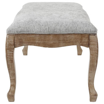 LuxenHome Upholstered Gray Linen Entryway and Bedroom Bench