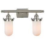 Innovations Lighting - Kingsbury 2-Light LED Bath Fixture, Brushed Satin Nickel, Glass: White - The Austere makes quite an impact. Its industrial vintage look transports you back in time while still offering a crisp contemporary feel. This sultry collection has a 180 degree adjustable swivel that allows for more depth of lighting when needed.